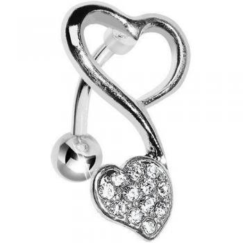 BodyCandy Montaje Superior Gema Cristalina Remolinos Doble Corazones Ombligo Anillo