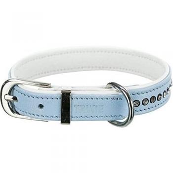 Collar Activo Comfort con Strass de Cuero para Perros - 23-28 cm / 15 mm - Azul Claro