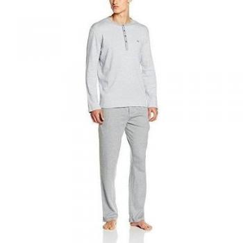Hom Smart Pyjama Long Coton Chaud Col Rond Boutonné, Conjunto Ropa Deportiva Para Hombre, Gris, X-Large