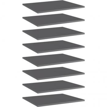 vidaXL Bookshelf Boards 8 pcs High Gloss Grey 60x50x1.5 cm Engineered Wood