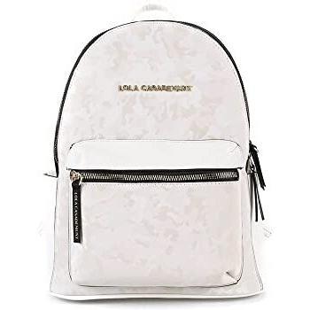 LOLA CASADEMUNT Mochila Modelo 12325002 Color Beige Camuflaje Dos Bolsillsos Cremallera Dorada