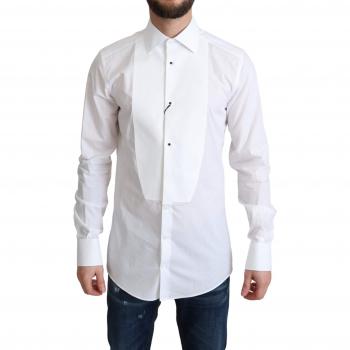 Dolce & Gabbana White Bib Cotton Poplin Men Formal Shirt - IT38 | XS, Size: S
