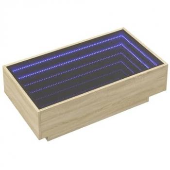 Mesa de centro y LED madera ingeniería roble Sonoma 90x50x30 cm