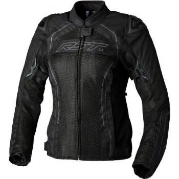 RST Chaqueta de Moto S1 Mesh Negra - Chaqueta textil de motocicleta, diseño para dama, color negro, talla 2XL