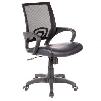 hjh OFFICE 650405 Silla de Oficina Visto Net Piel sintética Negro, Silla Silla giratoria con Respaldo de Malla, Home-Office, Acolchado Grueso