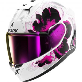 Casco de Moto Integral Shark D-Skwal 3 Mayfer Blanco Cromado-Rojo, características: diseño aerodinámico, visor anti-rayaduras, sistema de ventilación eficiente, interior desmontable y lavable, homologación ECE