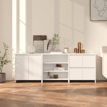 Aparador de 3 piezas en madera manufacturada blanca brillante