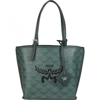 MCM Himmel Shopper in Lauretos, Green, Female, Size: ONE SIZE, Tote Bag with Logo