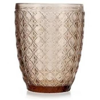 Pack 6 Vasos Bajos de Vidrio Ecológicos con Relieve Color Ámbar - 30CL, Reciclables y Saludables
