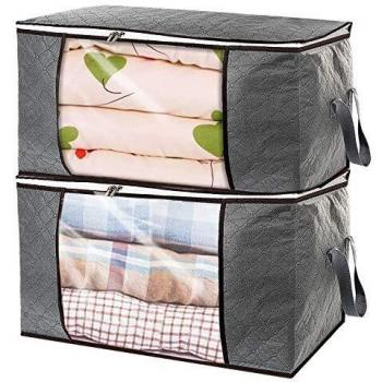 Kikc 2 PCS Bolsa de Almacenamiento Ropa de Gran Capacidad,Cajas almacenaje Ropa,Cajas organizadoras, Organizador de Transpirable,para Edredones Mantas Ropa,60 x 40 x 35 cm