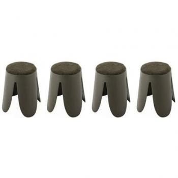 Set de 4 taburetes apilables de borreguito texturizado Niki, color kaki