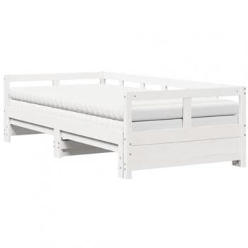 Sofá cama nido con colchones de madera maciza de pino blanca 90x200cm