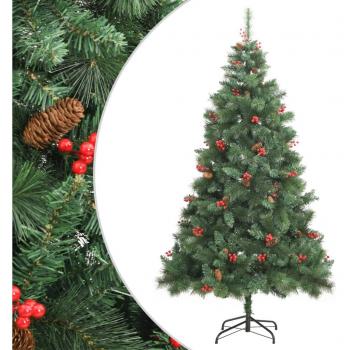 vidaXL Artificial Hinged Christmas Tree with Cones and Berries 180 cm