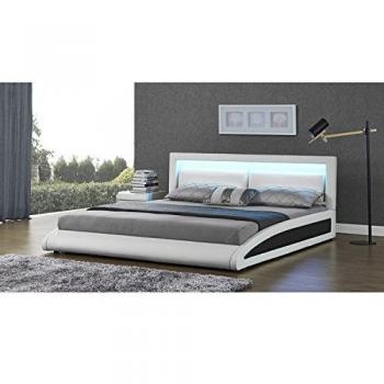 Cama Doble Brixton de Polipiel Blanca con Luces LED Integradas 140x190 cm
