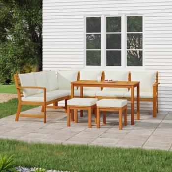7-Piece Acacia Wood Garden Dining Set with Cushions