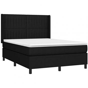 Cama box spring con colchón de tela negro 140x200 cm
