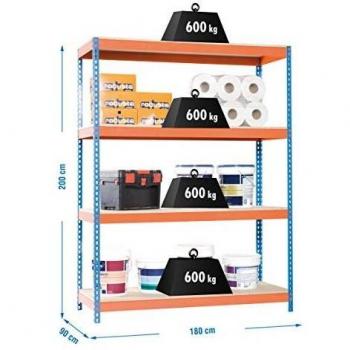 Simonrack Simonforte 1809-4 Chipboard Metal Naranja, Azul, Madera natural - Estanterías para el hogar