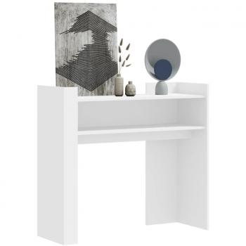 Mesa consola de madera de ingeniería 100x35x90 cm en Blanco, Negro y Roble Sonoma - Mesa de sofá, Mesa de Entrada para Salón, Consola de Entrada, Mueble Recibidor, Mesita, Mesa auxiliar