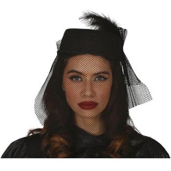 Gorro y Velo de Viuda Negro