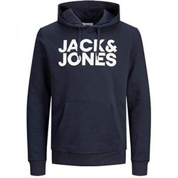 Jack & Jones Essentials Corp Logo Hoodie - Navy Blue - X Large