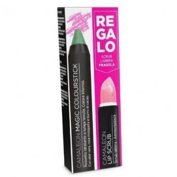 Camaleon Magic Colourstick Verde + Exfoliante Lip Scrub Fresa