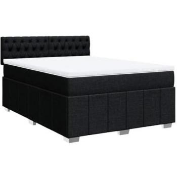 Cama box spring con colchón tela negro 140x200 cm