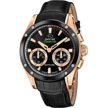 Jaguar Connected J959/1 Reloj Inteligente Híbrido para Hombre con Correa de Piel Negra Bicolor