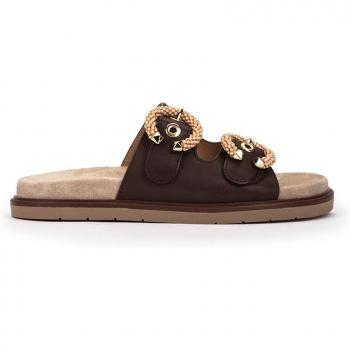Sandalias planas de piel en color marrón modelo PORI