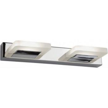 Aplique de pared LED integrado con 2 luces, cromo mate, bombillas de vidrio esmerilado