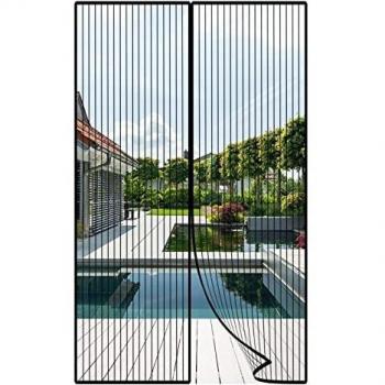 Auxmir Mosquitera Puerta Magnetica, 140x240cm Cortina Mosquitera Puerta Exterior con Imanes, para Corredera Puerta Madera Balcon, Negro