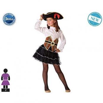 Atosa-61508 Atosa-61508-Disfraz Pirata-Infantil Niña, Color marrón, 3 a 4 años