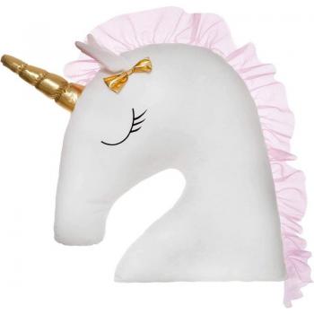 Cojín Maxi Unicornio Decorativo Blanco y Rosa 60x14x46 cm