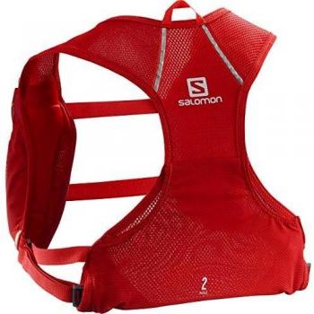 SALOMON Agile 12 Set Mochila de Running Ligera 2L, 2 Botellas SoftFlask 50 ml Incluidas, Unisex-Adult, Rojo, 12 L