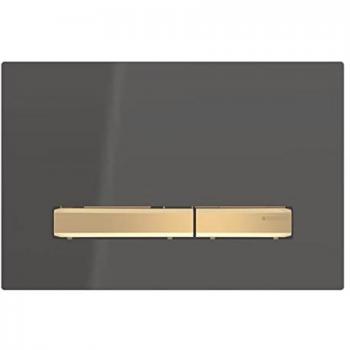 Placa de accionamiento Geberit Sigma 50 para doble descarga, color negro y acabado en latón, modelo 115672DW2