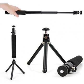 DURAGADGET Trípode De Mesa + Barra Telescópica Extensible para Videocámara Sony Handycam FDR-AX33 4KUHD - ¡Set Ideal para Viajes!