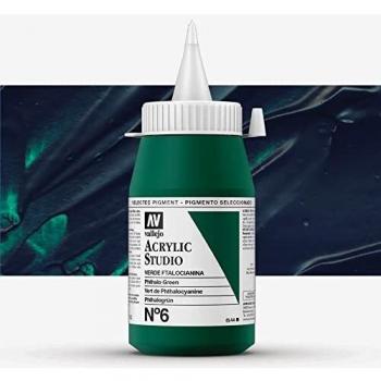 Vallejo - Colores acrílicos vallejo studio 500ml, color verde ftalocianina