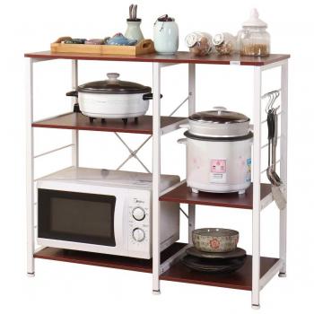 DlandHome Soporte para carro de microondas 35.4, Almacenamiento de utilidad de cocina 3 + 3 niveles para Baker's Rack & Especiero Organizador Plataforma de la estación de trabajo, Base & Nuez