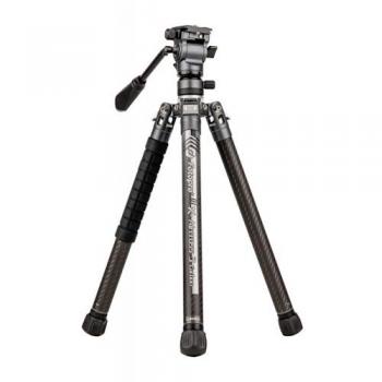 Fotopro X-Aircross 3 Video Carbon Tripod - Gray, 5-Section, Fluid Head, 3kg Load Capacity