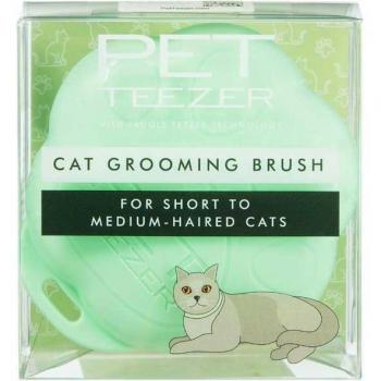 Tangle Teezer Pet Teezer Cat Grooming Brush - Short/Medium Hair - Soft Bristles to Detangle Knots - Green