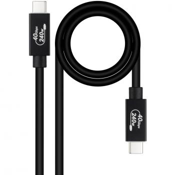 Cable USB 4.0 Nanocable 10.01.5002 - USB Tipo-C Macho a USB Tipo-C Macho - Hasta 240W, 40Gbps, 1.8m, Color Negro