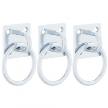 Anillas de Enganche con Placas 3 Unidades Acero Plateado