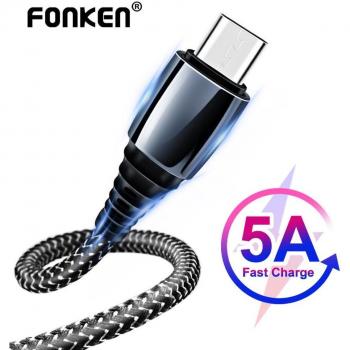 Cable USB Tipo C 5A - Carga Rápida, Alambre Trenzado de Nailon y Aleación de Zinc, 30CM Negro para Samsung