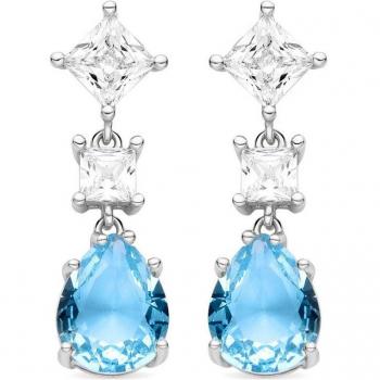 Pendientes Goli Atelier de Plata de Ley 925 con Circonita Aguamarina y baño de rodio