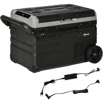 Outsunny Nevera y Congelador de Compresor Portátil 40L Refrigerador de Coche CC 12V/24V hasta -20℃ con Pantalla LED Táctil, Asa Retráct
