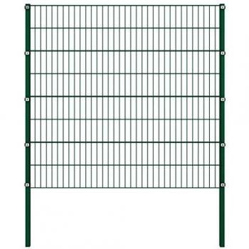 vidaXL Panel de valla con postes hierro verde 1,7x1,6 m