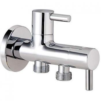 Clever 97802 Grifo Shattaf Mural 2 Salidas Camel, Hygienic, Cromado, Gris