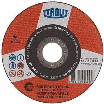 Disco de Corte Inoxidable TYROLIT 41X A46BF, 125x1,6x22,23 - Paquete de 25 Unidades