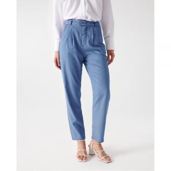 Pantalón de mujer Salsa Jeans tiro alto con pinzas y diseño baggy cropped slim en light denim