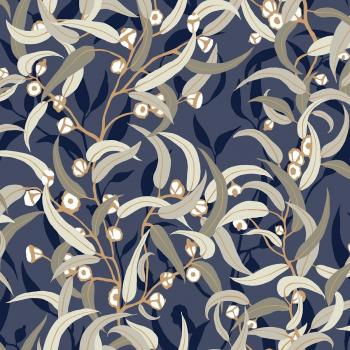 Papel Pintado Vinílico Botánico Floral Azul Saracene Amalfi Saint Honore