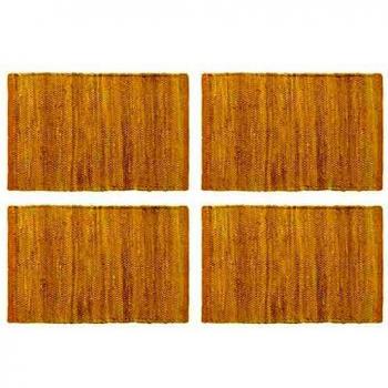 vidaXL 4x Manteles Individuales Tela Lavables Algodón Trenzado Diseño Estilo Chindi Original Conjunto Set Salvamanteles Mesa Comedor Cocina Beige